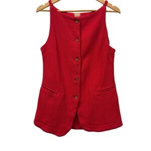Free Est. red cotton vest shirt button down foe woman is size s/p